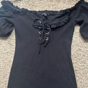 Off the shoulder black dress